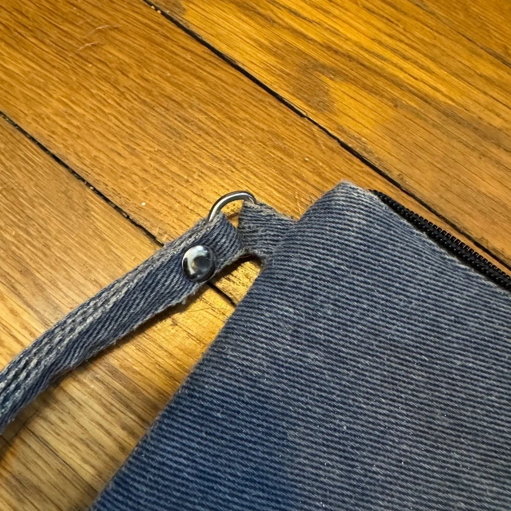 Blue Denim Wristlet Pouch‎ Unicorn Rainbow Heart Smiley Glitter Sparkle Bag Y2K